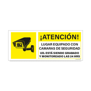 Atención Lugar Equipado con Cámaras de Seguridad