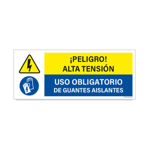 Peligro Alta Tensión - Uso Obligatorio de Guantes Aislantes