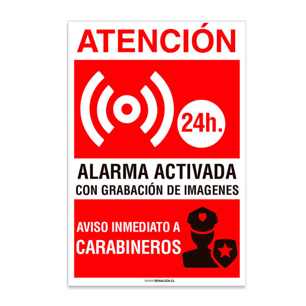 Señalética Atención Alarma Activada