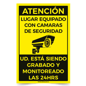 Señalética Atención Lugar Equipado con Camaras