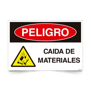 Señal de peligro caida de materiales NCh 1411/1 señalética EPP