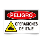 Señal de peligro operaciones de izaje NCh 1411/1 señalética EPP cargas suspendidas