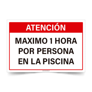 Atención Máximo 1 hora por persona en la piscina