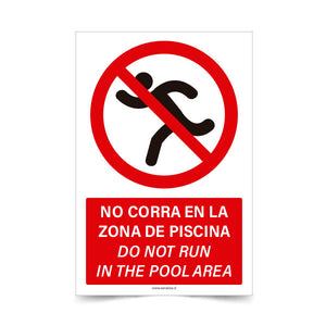 No Corra en la Zona de Piscina Esp-Ing
