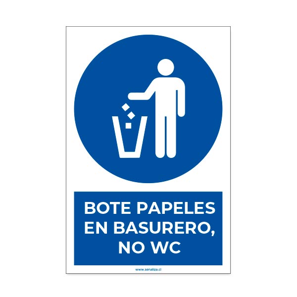 Bote papeles en basurero NO WC