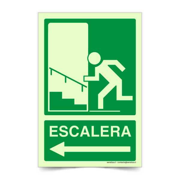 Escaleras Flecha Izquierda Fotoluminiscente