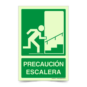 Precaución Escaleras Derecha Fotoluminiscente