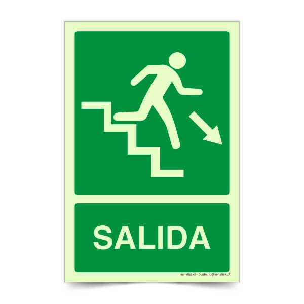 Salida Escalera Abajo Derecha Fotoluminiscente