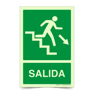 Salida Escalera Abajo Derecha Fotoluminiscente