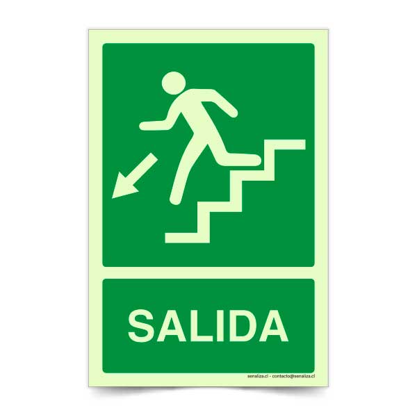 Salida Escalera Abajo Izquierda Fotoluminiscente