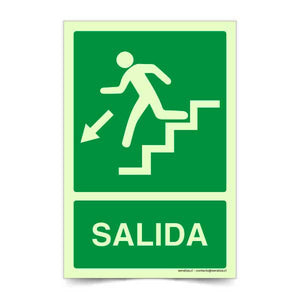 Salida Escalera Abajo Izquierda Fotoluminiscente