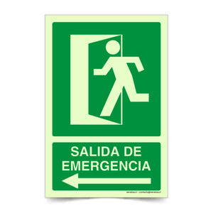 Salida de Emergencia Flecha Izquierda Fotoluminiscente