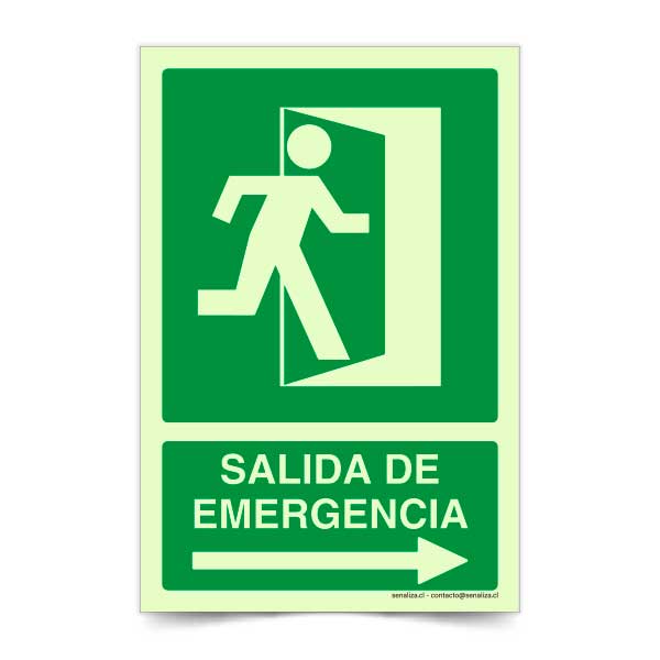 Salida de Emergencia Flecha Derecha Fotoluminiscente