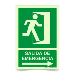 Salida de Emergencia Flecha Derecha Fotoluminiscente