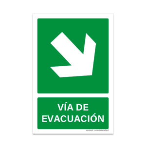 Vía de Evacuación Flecha Abajo Derecha