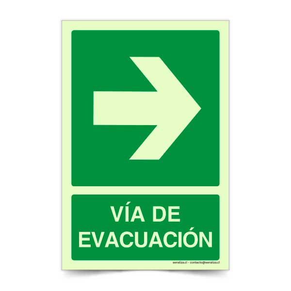 Vía de Evacuación Flecha Derecha Fotoluminiscente