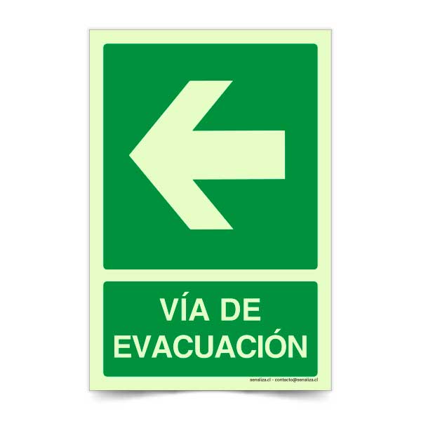 Vía de Evacuación Flecha Izquierda Fotoluminiscente